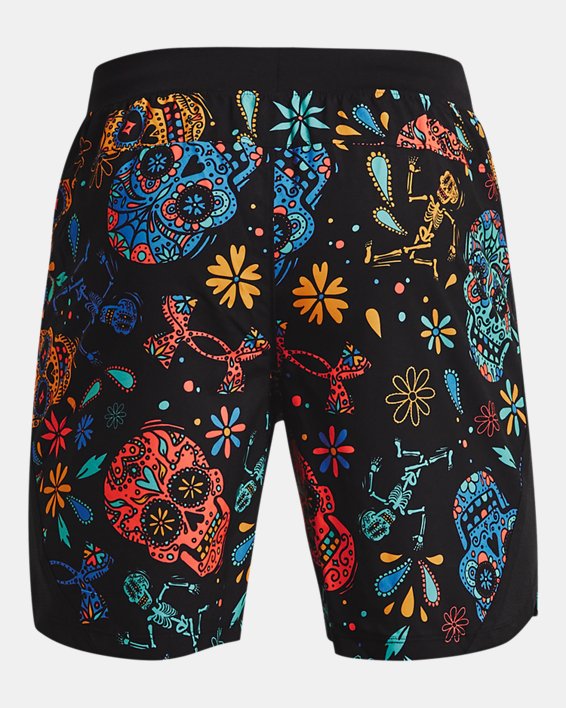 Men's UA Launch SW 7'' Day Of The Dead Shorts in Black image number 7